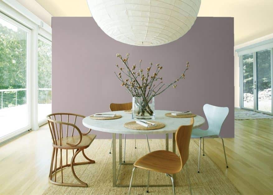 The best purple paint colours, Benjamin Moore Sherwin Williams. Shown in dining room