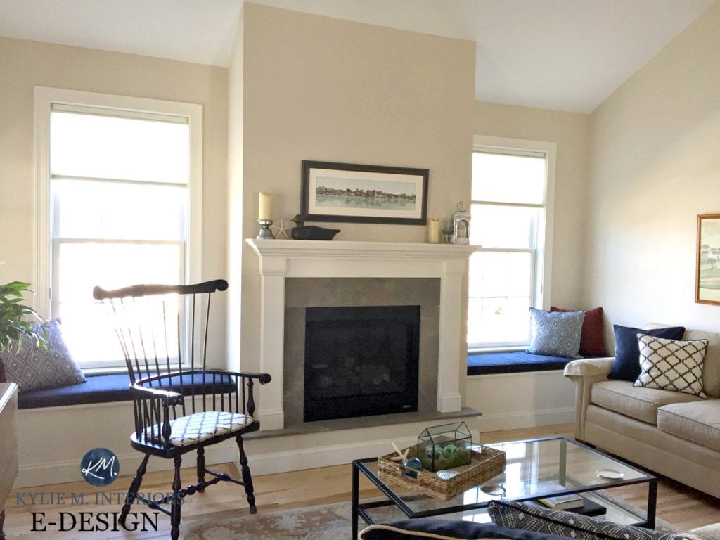 Sherwin Williams Canvas Tan paint colour, beige, Creamy trim. Country modern. Kylie M INteriors E-design and Online Color Consulting