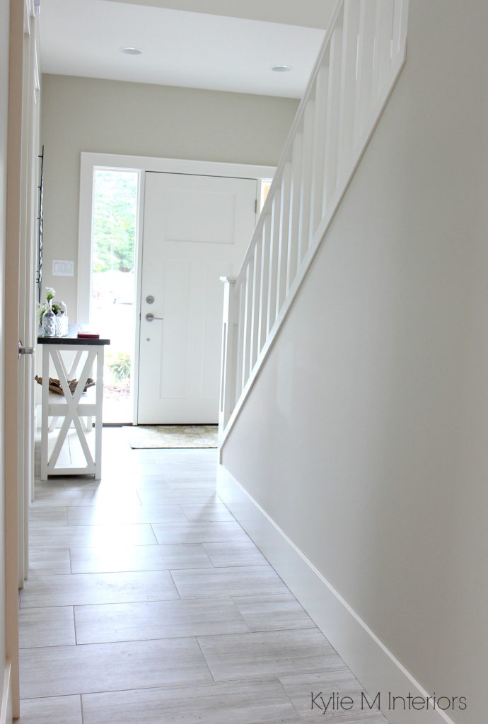 Benjamin Moore Edgecomb Gray is a great greige or gray paint color to lighten and brighten a dark hallway or room by Kylie M Interiors