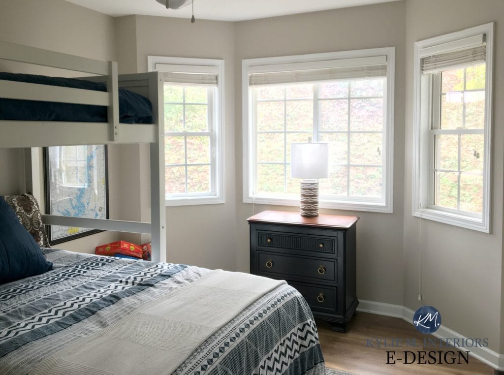 Sherwin Williams Worldly Gray, south facing room. Lake cabin. Kylie M Interiors, online paint color. Diy decor and paint color blogger.jpg