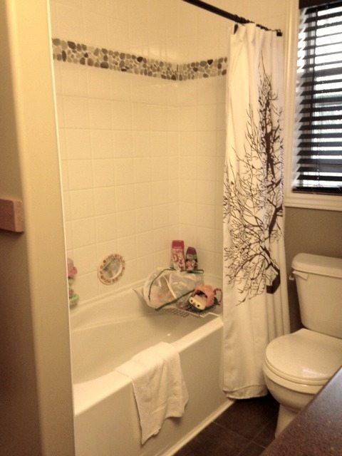 Bathroom shower before being updated and remodelled