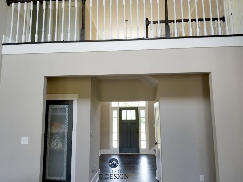 Sherwin Williams Worldly Gray, dark wood flooring. Kylie M INteriors Edesign, online paint consulting