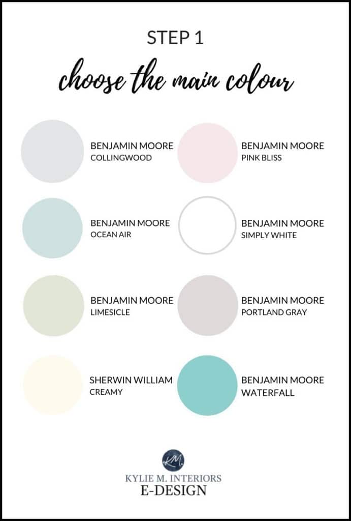GENDER NEUTRAL PAINT PALETTES FOR A NURSERY. FEMININE, GIRL, BLUE, GREEN, VIOLET, PINK, CREAM, Kylie M INteriors Edesign