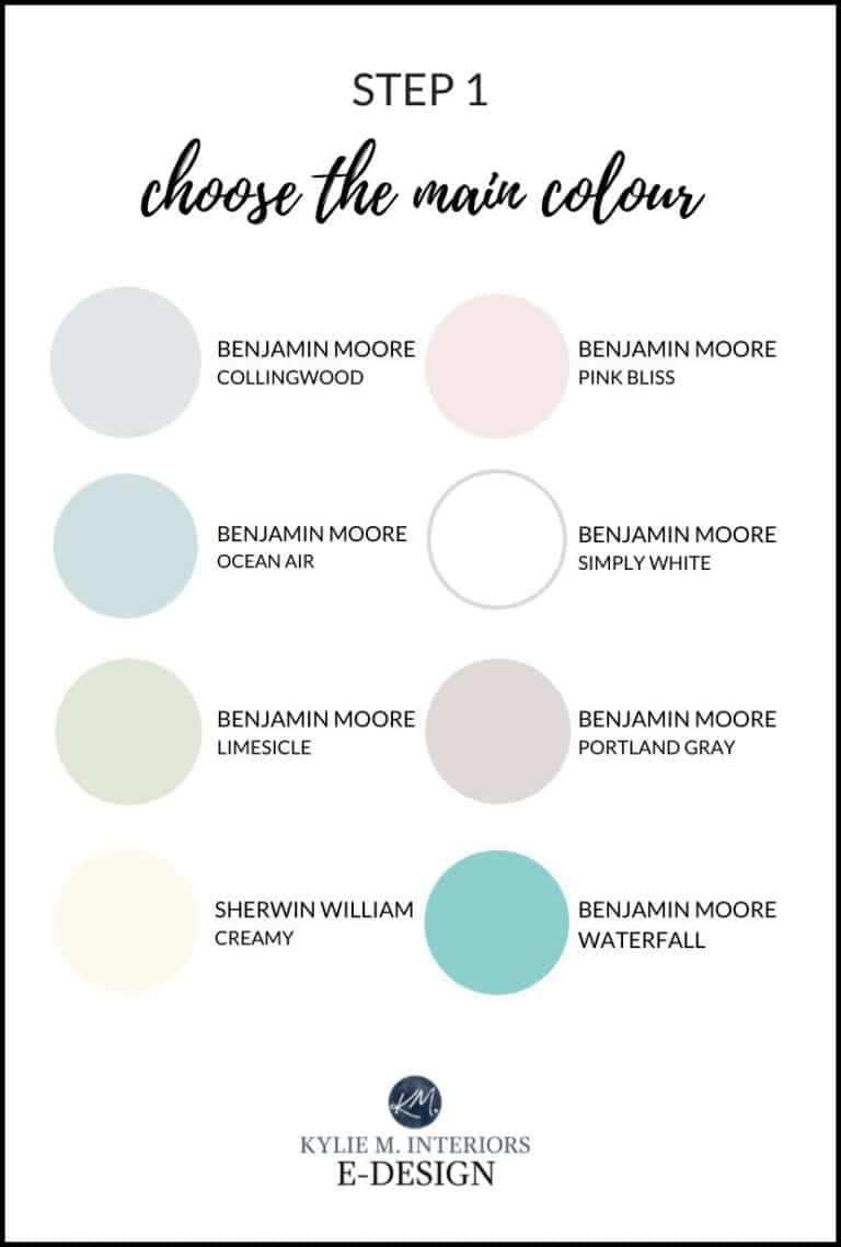 GENDER NEUTRAL PAINT PALETTES FOR A NURSERY. FEMININE, GIRL, BLUE, GREEN, VIOLET, PINK, CREAM, Kylie M INteriors Edesign