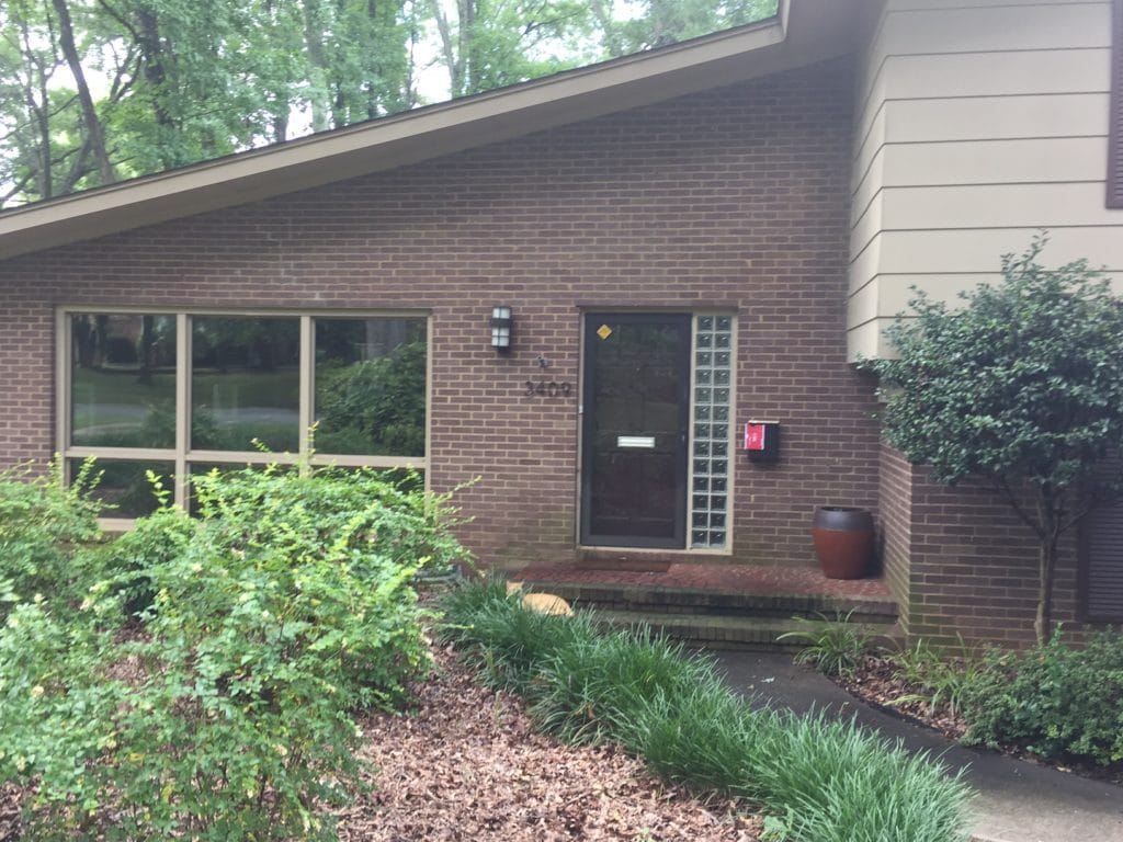 Exterior brick and front door BEFORE painting