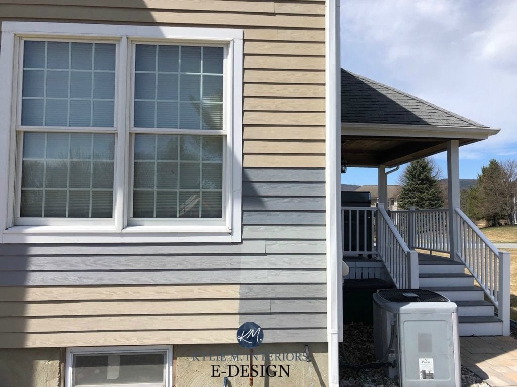 Exterior gray or charcoal paint colours, Sherwin Williams Software, Stamped Concrete, Classic, French, Summit, Gray Shingle. Southern exposure and shade. Kylie M Interiors Edesign, online advice blog (2)