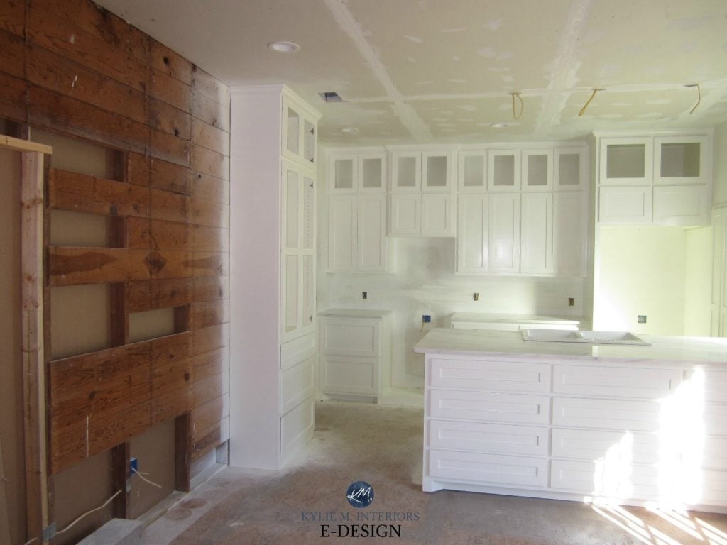 Best Benjamin Moore White paint colour for kitchen cabinets, Simply White. Kylie M INteriors Edesign, client photo