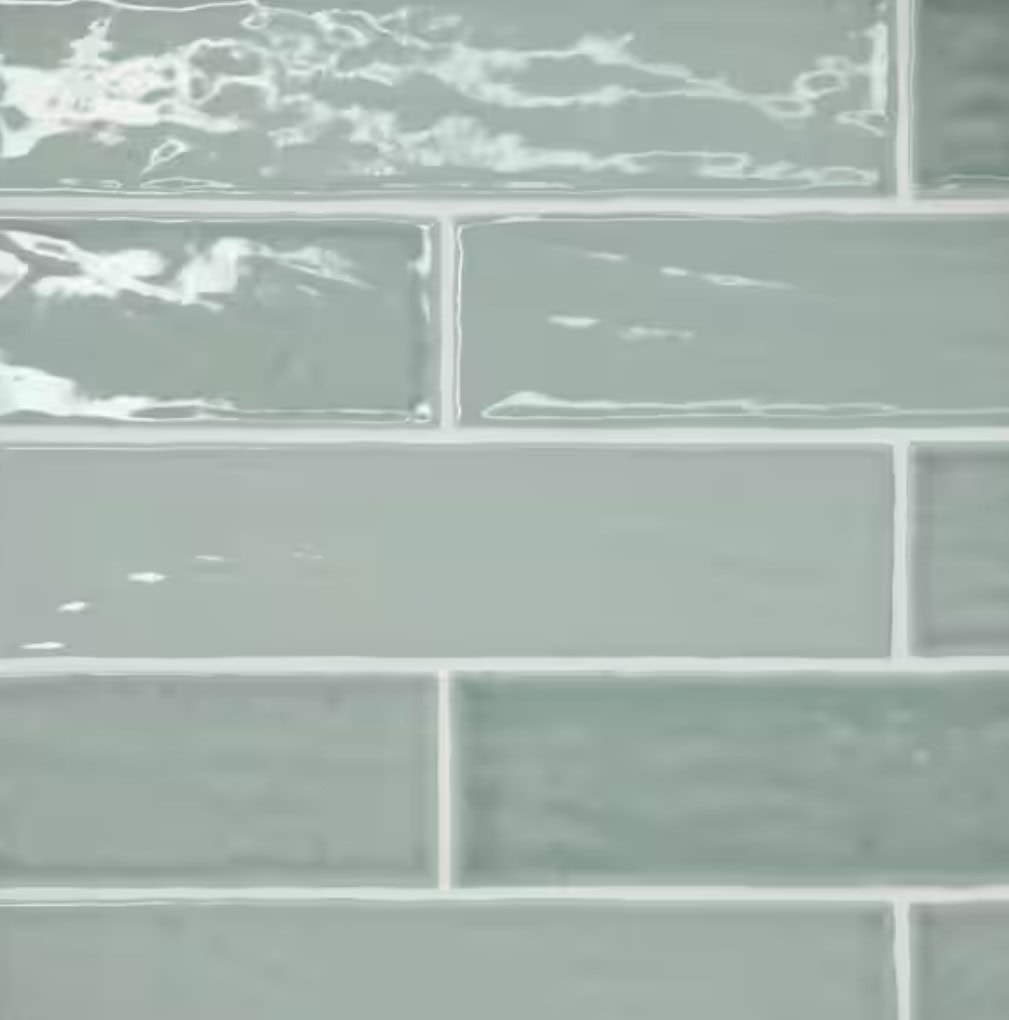 marin rectangle glossy tile for green bathroom