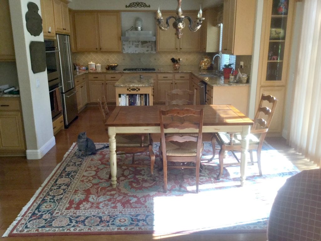 Kitchen cabinets in maple before being painted