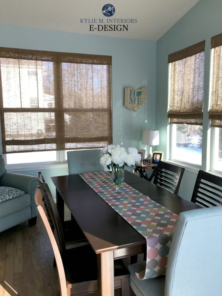 Sherwin Williams Tidewater in dining room. Best blue paint colour. Kylie M INteriors Edesign, client photo