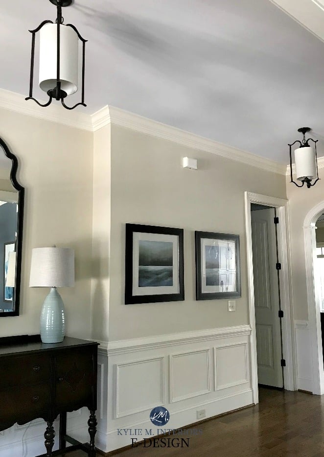 Sherwin Williams Woolskein, Westhighland White, RH Seafoam ceiling. Kylie M INteriors E-design. Client photo before