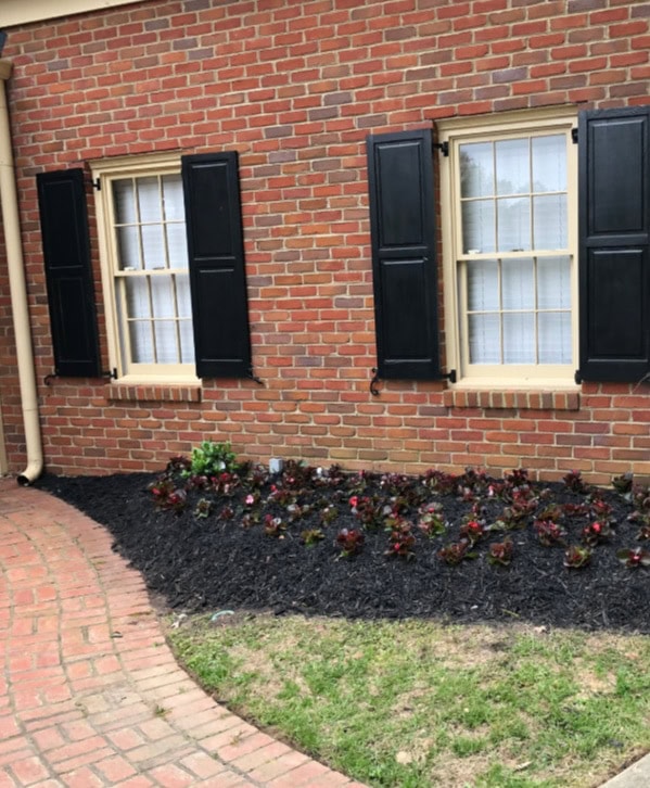 red brick exterior, black shutters and trim before being painted with edesign, Kylie M Interiors