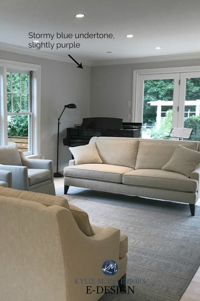How to pick the best gray paint colour. Kylie M INteriors Edesign, online paint color consulting. Grey is Benjamin Moore Shoreline