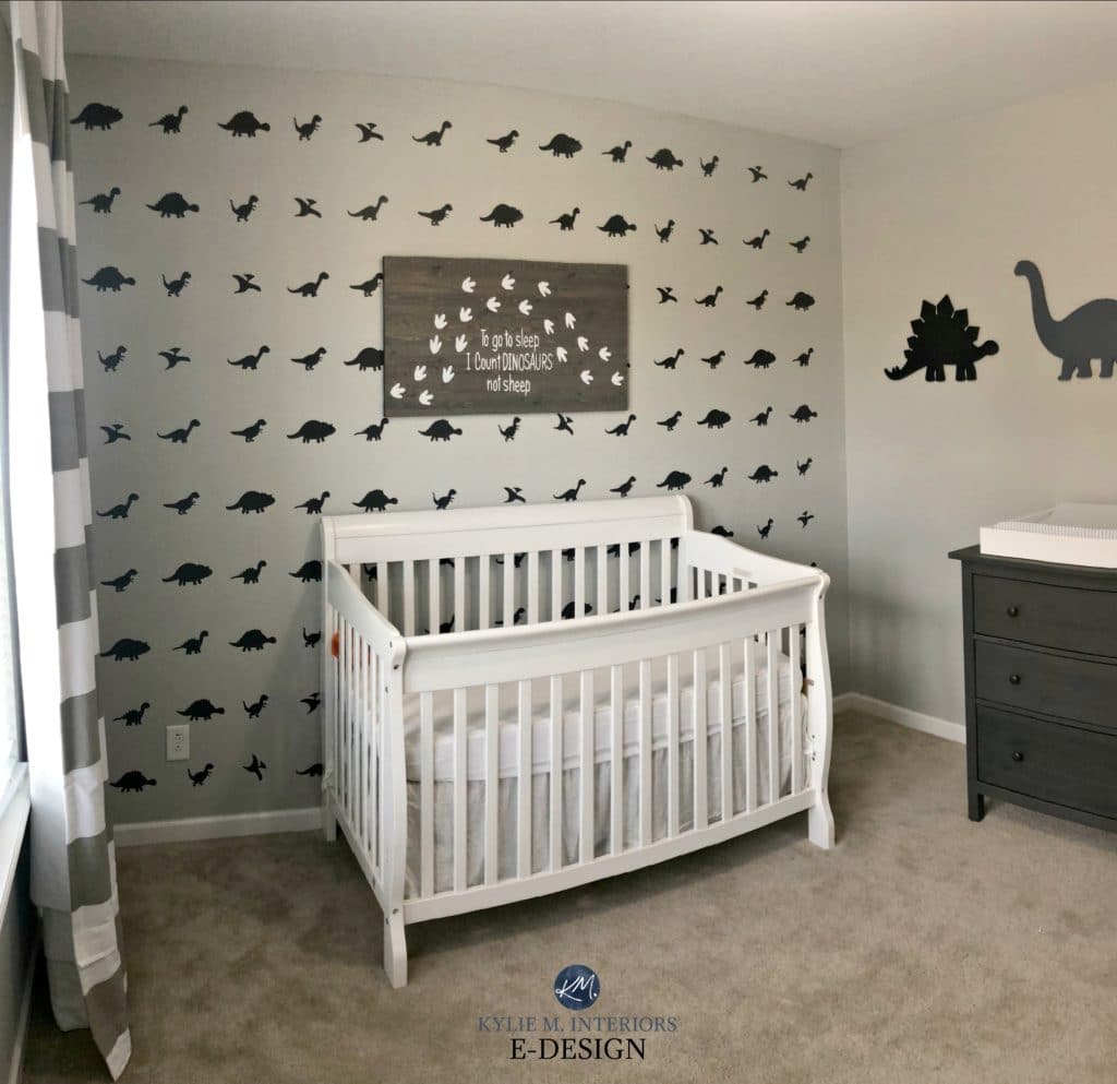 Benjamin Moore Stonington Gray baby boy nursery. Kylie M Interiors edesign, client photo