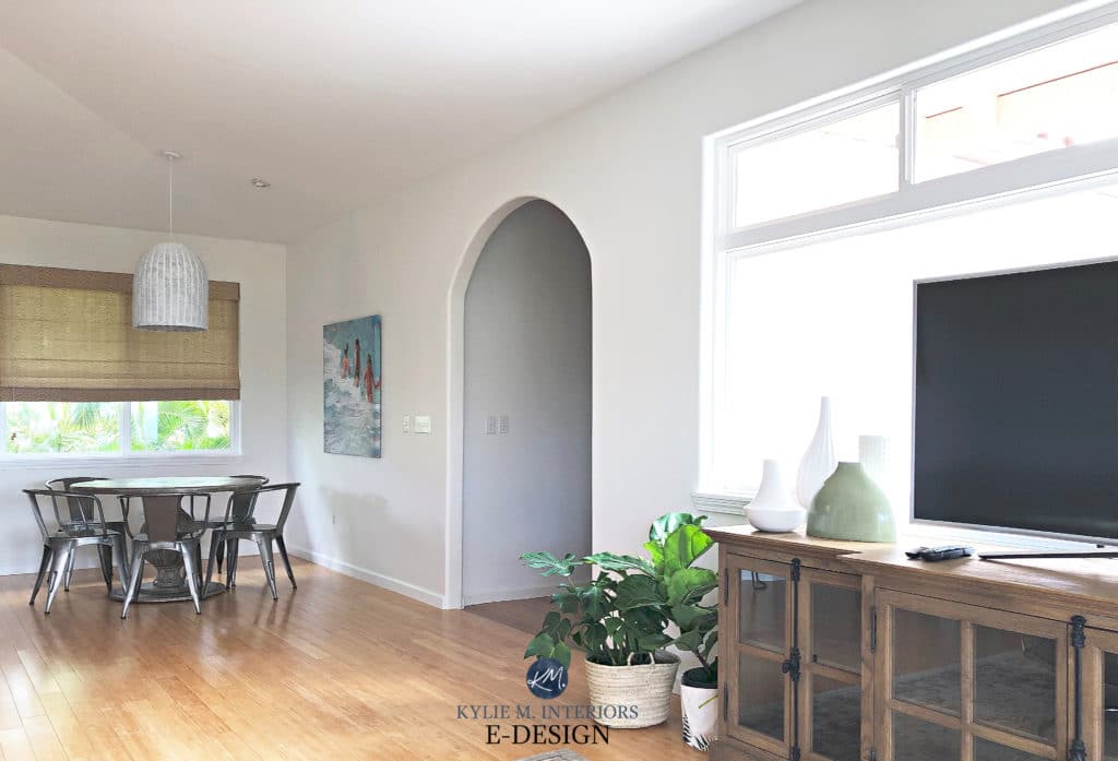 Sherwin Williams Pure White paint colour review, Kylie M INteriors Edesign, online paint consulting blog. Shown in living room