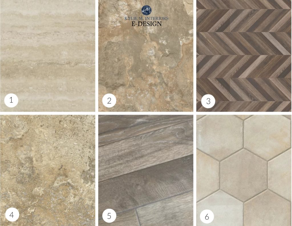 Ideas to update almond or bone coloured bathroom tub, shower, toilet, sink and more with tile and decor. Kylie M INteriors Edesign, online diy decorating and paint colour advice blog