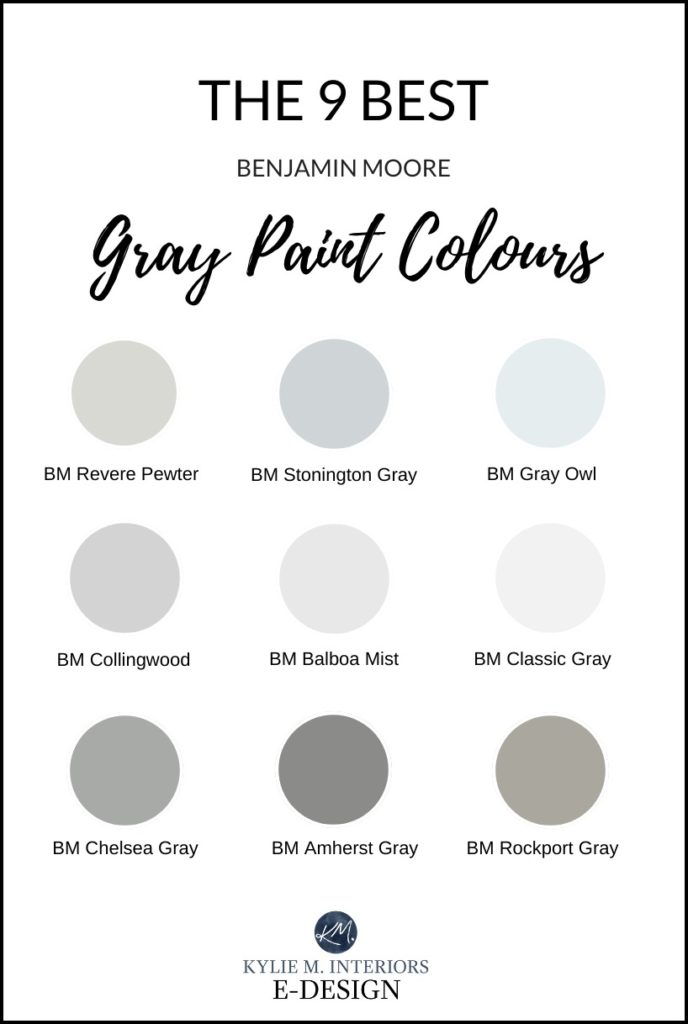 The best gray, charcoal and warm grey paint colours from Benjamin Moore. Kylie M Interiors Edesign, online virtual paint colour expert advice and diy decor blogger