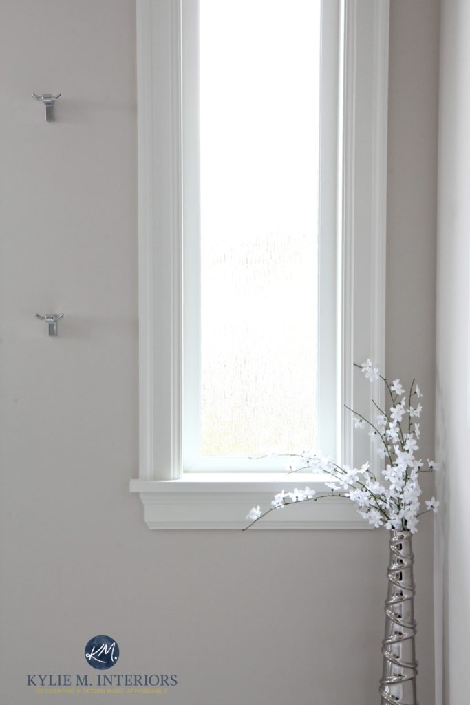 Benjamin Moore Balboa Mist. Warm gray, greige paint colour. Kylie M Interiors Online Color Consulting and E-decor services