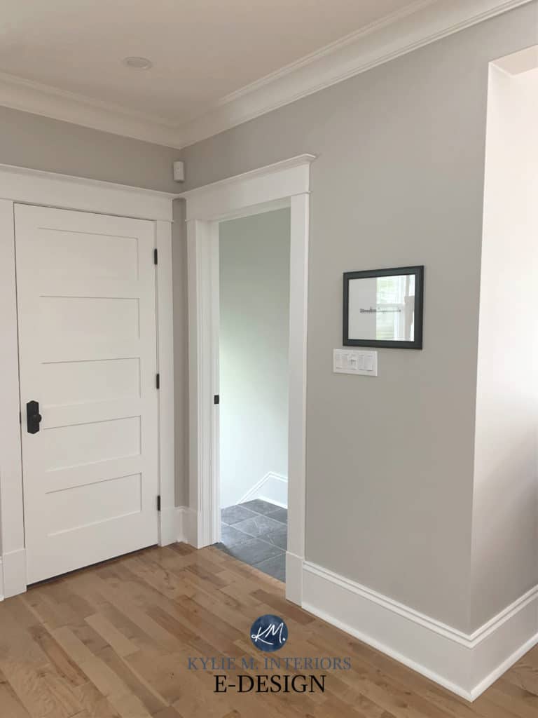 Benjamin Moore Simply White , Collingwood gray walls, oak flooring, Kylie M Interiors Edesign, (3)