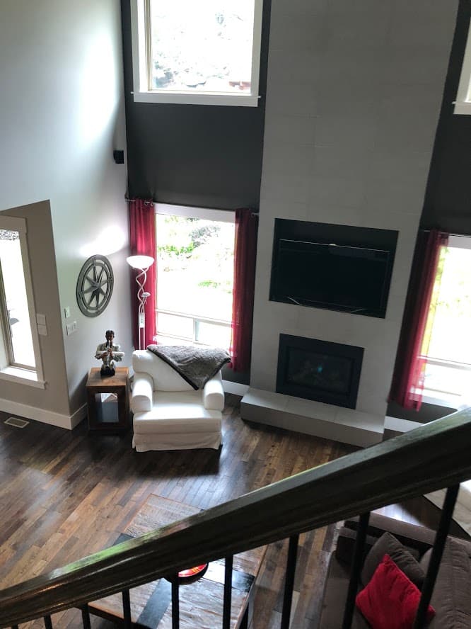 BEFORE REMODEL. living room with fireplace