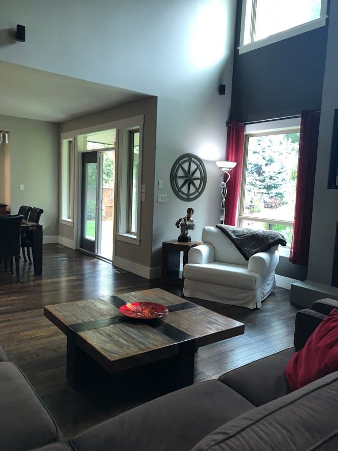 BEFORE remodel, open layout living room, dark