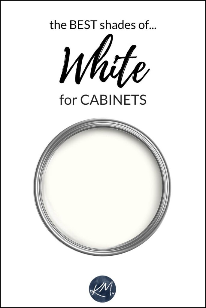 The best white paint colors for painted kitchen cabinets and trim (and walls). Kylie M with Benjamin Moore and Sherwin Williams top shades