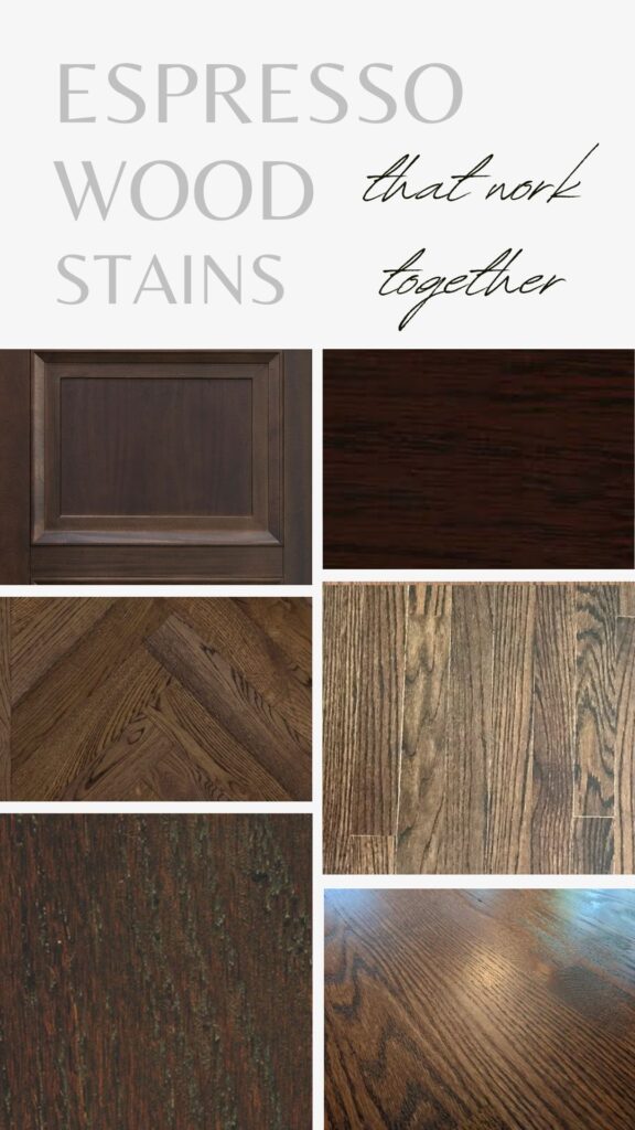 ESPRESSO, DARK STAINED CABINETS FLOORING THAT WORK TOGETHER, OAK, MAPLE, CHERRY AND MORE. KYLIE M MATCHING WOOD TONES