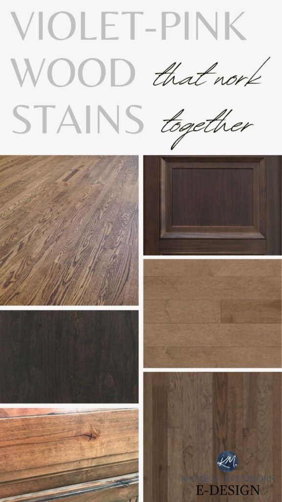 violet, pink, taupe, graywash wood cabinets or floors. mix, match, coordinate with different woods incl. oak, maple, alder, cherry. Kylie M DIY