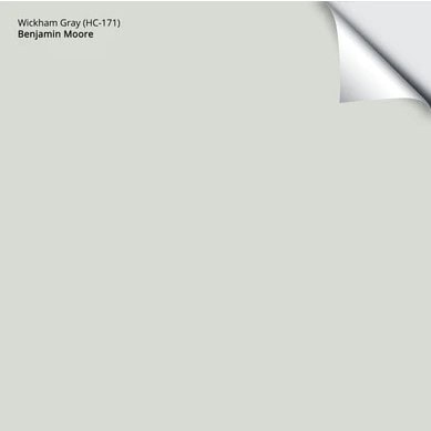 Benjamin Moore Wickham Gray Samplize peel and stick paint samples.
