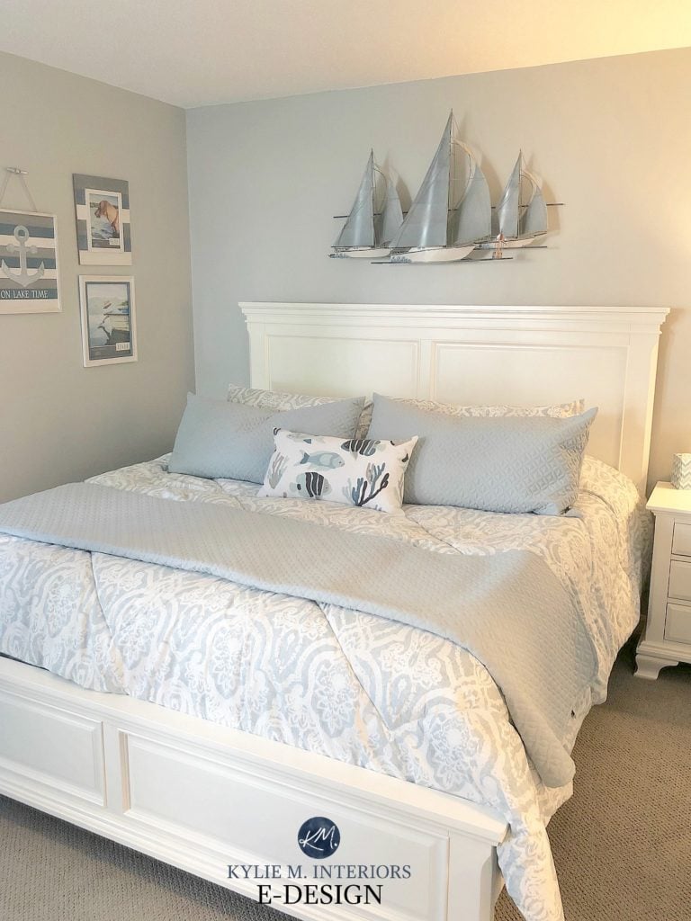 Best cool gray paint colour, Sherwin Williams Tinsmith, guest bedroom, coastal style. Kylie M Interiors Edesign (1)