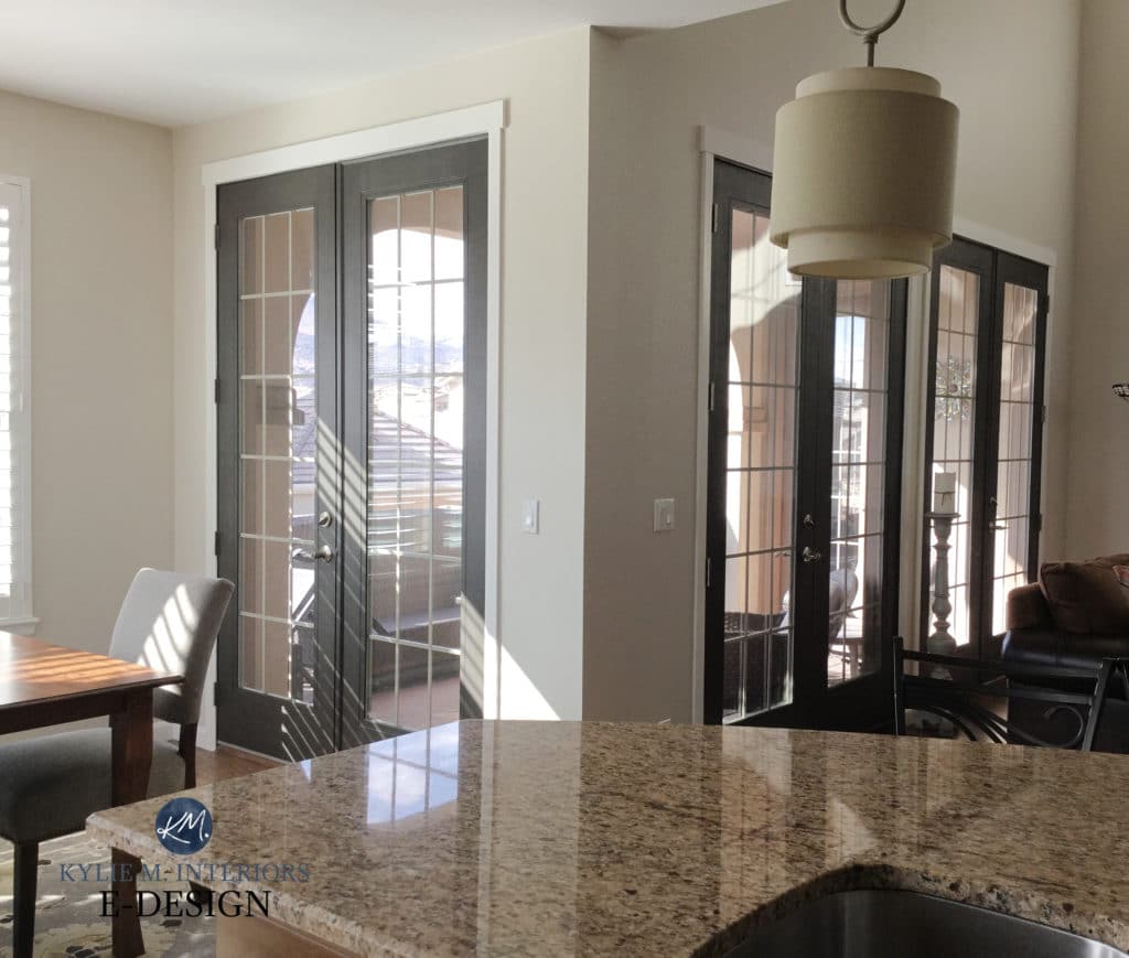 Granite countertop, walls, Sherwin Williams Canvas Tan, best neutral paint colour. Update ideas from Kylie M Interiors Edesign, diy decorating