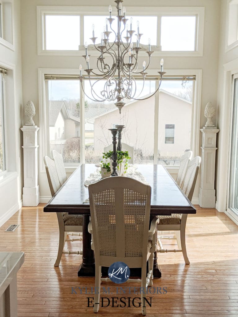 Romantic classic dining room, Benjamin Moore Classic Gray. Kylie M Interiors Edesign, online paint color advice. Best grey color