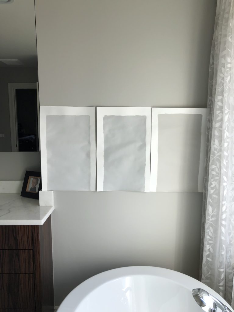 Comparing Sherwin Williams Big Chill, Silverplate and BEnjamin Moore Nimbus gray paint colours.
