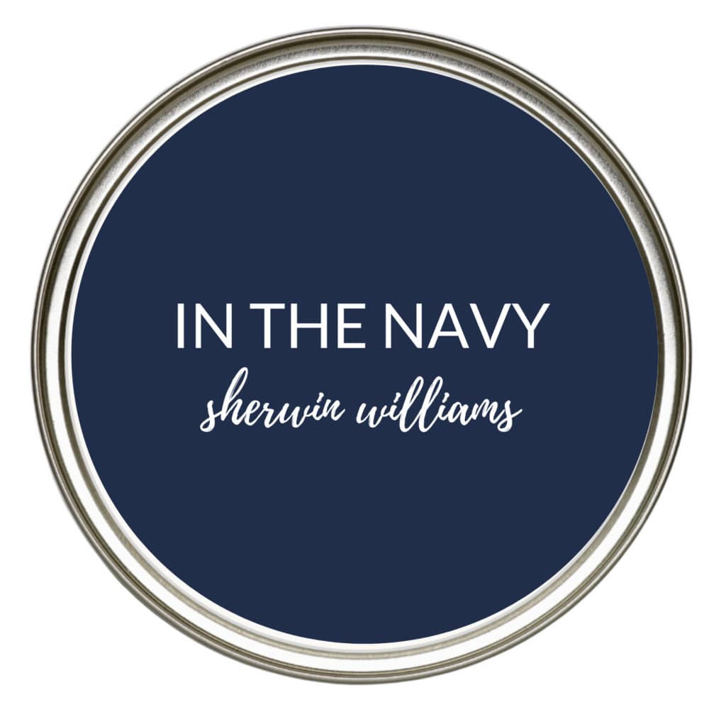 Popular navy blue paint colour for kitchen cabinets, lowers, island, bathroom vanity. Kylie M Interiors Edesign