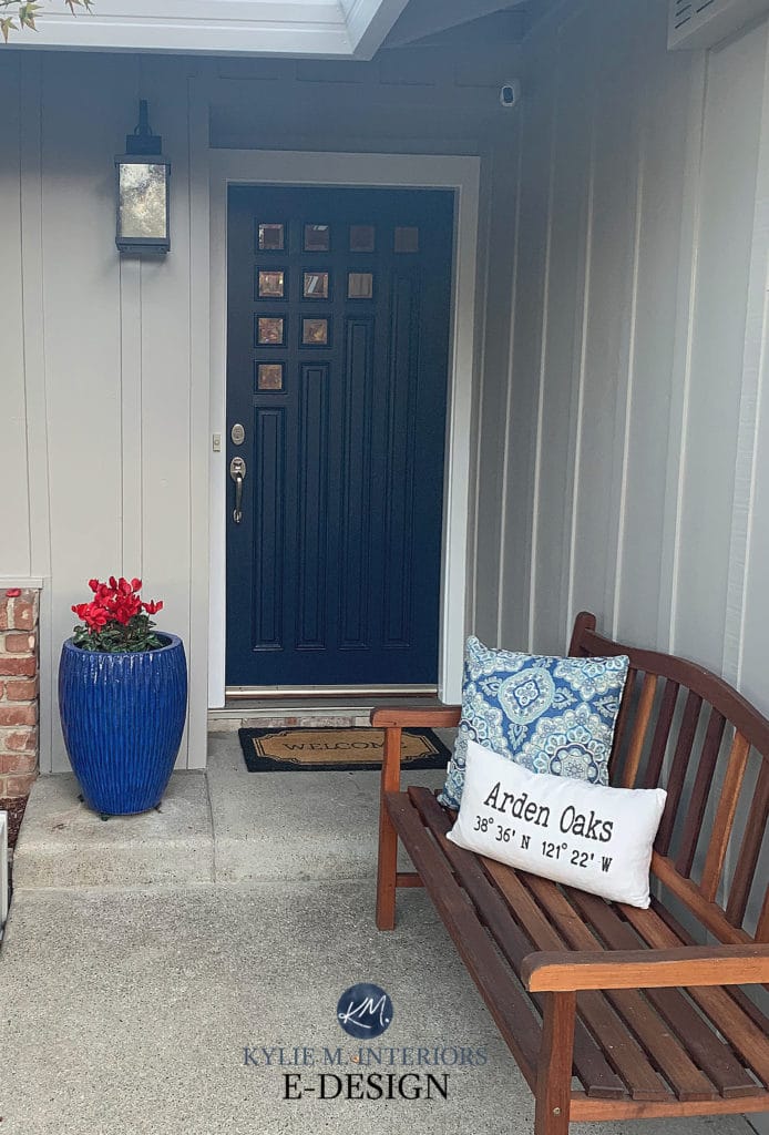 Sherwin Williams best navy blue paint colour front door, Edesign. Also for kitchen cabinets and island. Kylie M Interiors Edesign