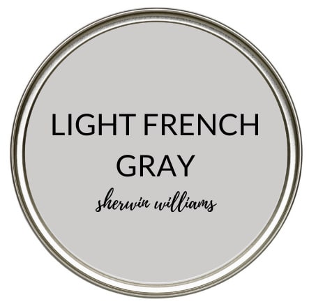True gray paint colour, minimal undertones, Sherwin Williams Light French Gray. Kylie M Interiors Edesign, popular online paint color consulting and diy advice