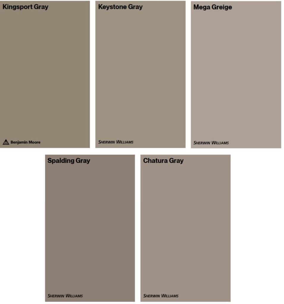 comparing best taupe and greiges, Benjamin Moore Kingsport Gray, Kylie M Interiors Online consulting and samplize peel and stick