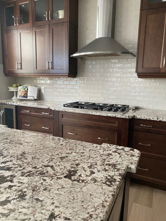 Dark wood kitchen before cabinets painted with granite (4)