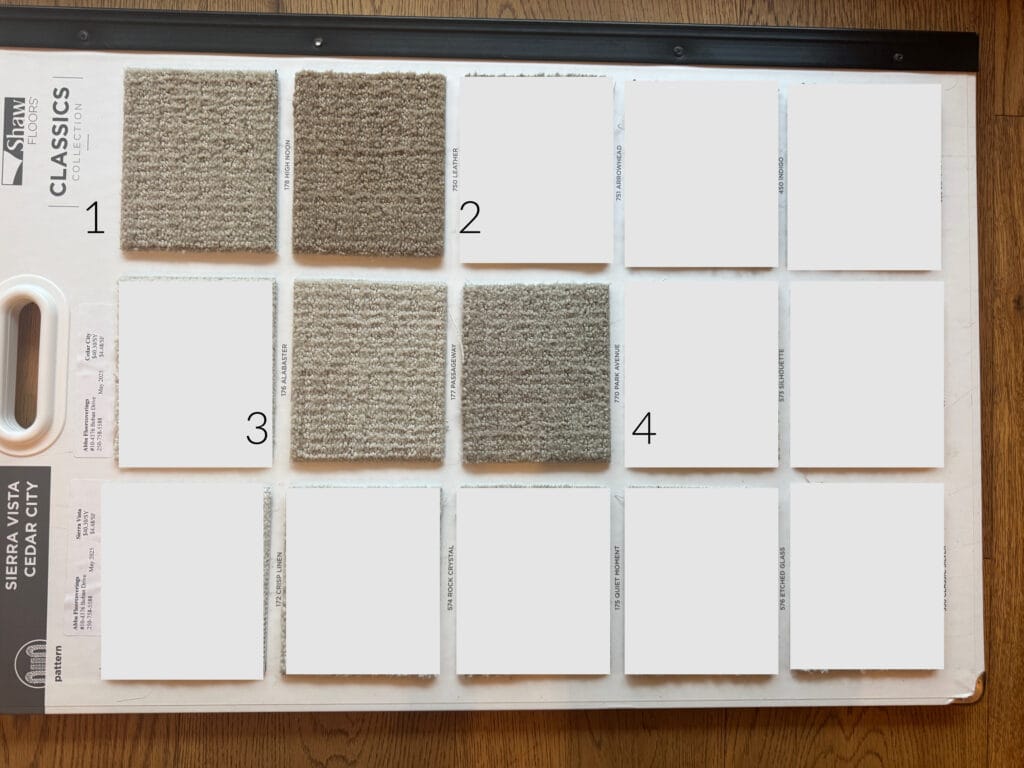 shaw carpet, how to pick the right color of carpet and undertones - too gray samples (1)