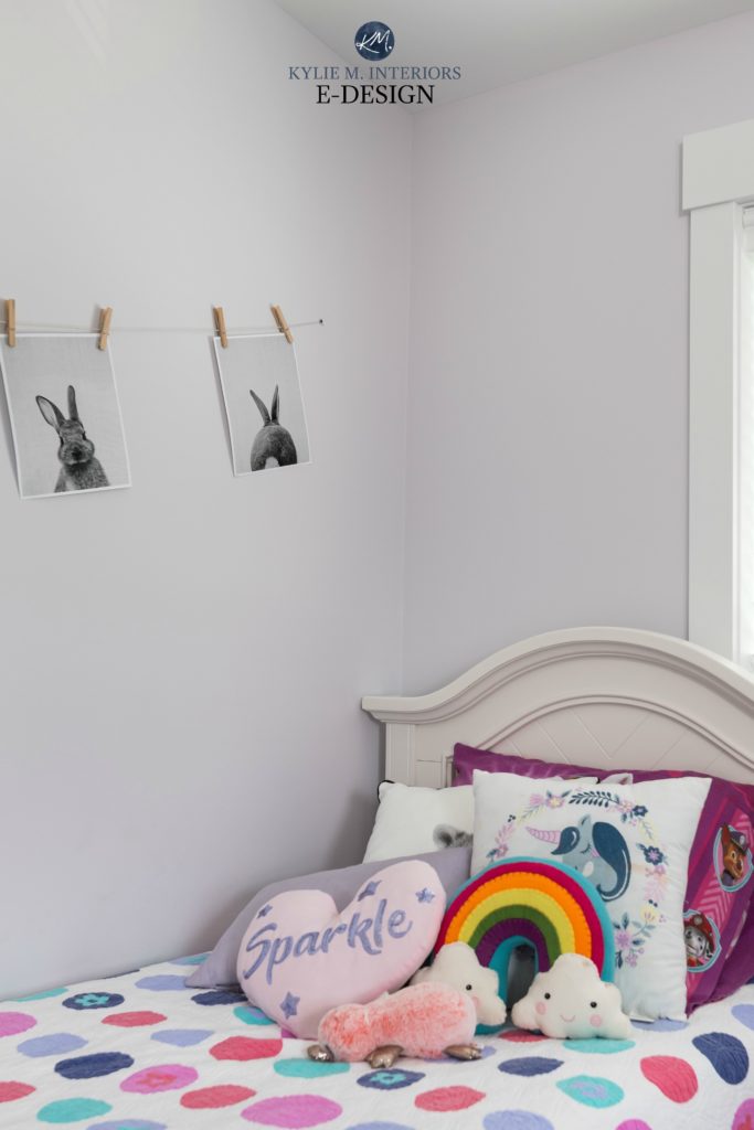 Best purple paint colour in girls bedroom. Benjamin Moore. Kylie M Interiors Edesign, online paint color consulting blog