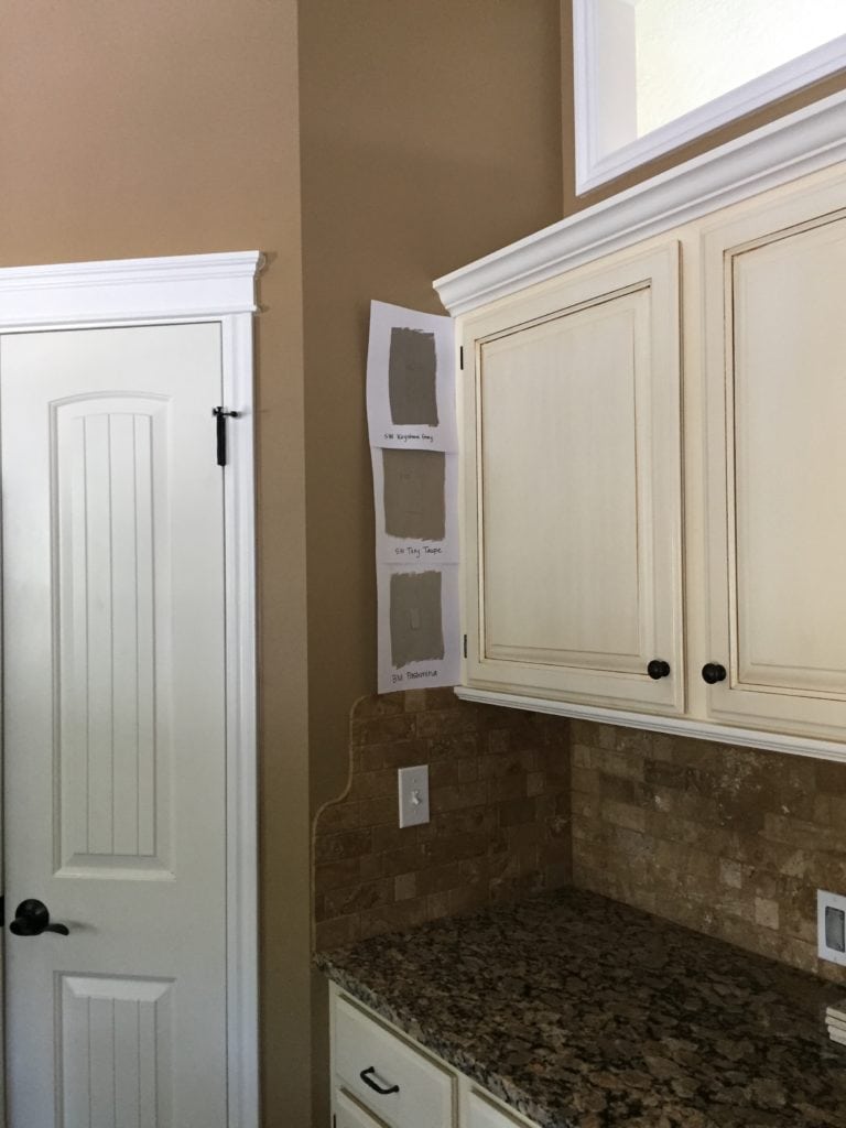 Paint colours and ideas to go with or update cabinets painted Sherwin Williams Antique White