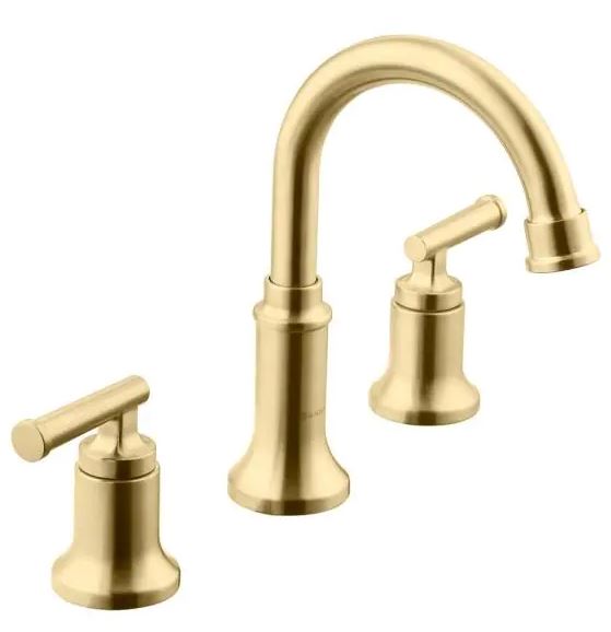GOLD BATHROOM FAUCET FOR VANITY. KYLIE M INTERIORS EDESIGN, BATHROOM UPDATE IDEAS