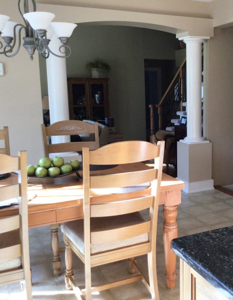 Beige paint colour, taupe beige vinyl tile floor. Similar to Sherwin Dhurrie Beige or Bungalow. Kylie M Interiors edesign, CLIENT PHOTO
