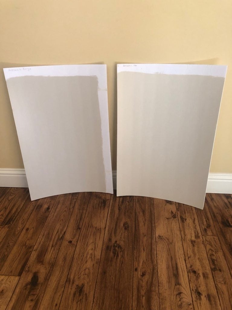 The difference between Sherwin Williams ACcessible Beige and Natural Tan - popular war neutral paint colours. Kylie M Interiors edesign