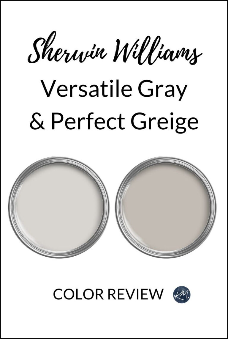 paint color review of Sherwin Williams Versatile Gray and Perfect Greige, taupe paint colors, Kylie M