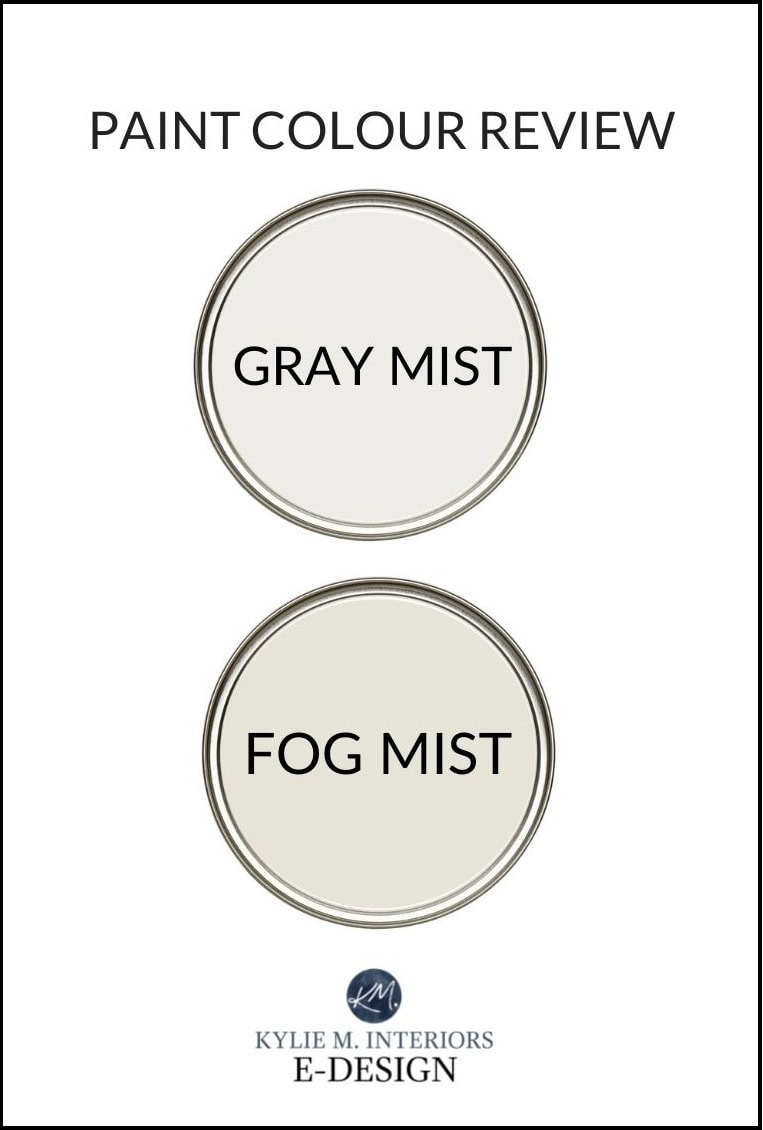 Benjamin Moore best greige paint colour, Fog Mist, Gray Mist. Review of undertones on this popular warm neutral by Kylie M Interiors Edesign