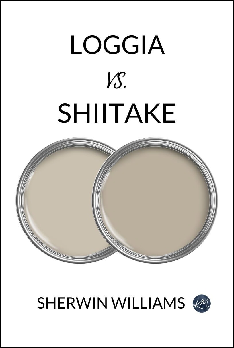 sherwin williams loggia vs shiitake paint color reviews, warm neutral paint colors for rooms, cabinets, exteriors