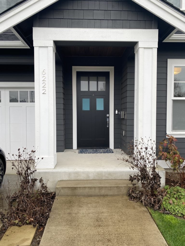 Grand Canal and Cloudburst teal blue front door paint colour ideas