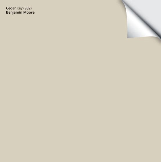 Benjamin Moore Cedar Key. Samplize peel and stick. Paint colour review
