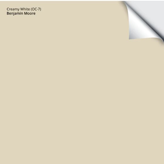 BENJAMIN MOORE CREAMY WHITE PEEL AND STICK SAMPLES WITH KYLIE M. CABINET COLOUR